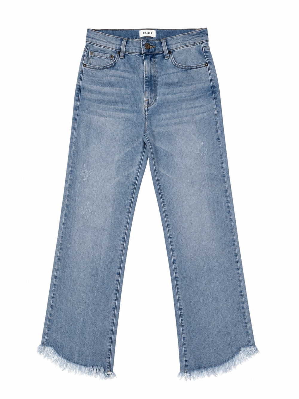 Pistola Light Wash Raw Hem Wide Leg Cropped Jeans – Size 27